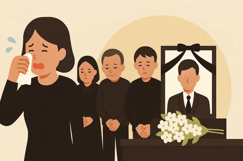 泣き屋が存在する葬儀文化を示すイメージ