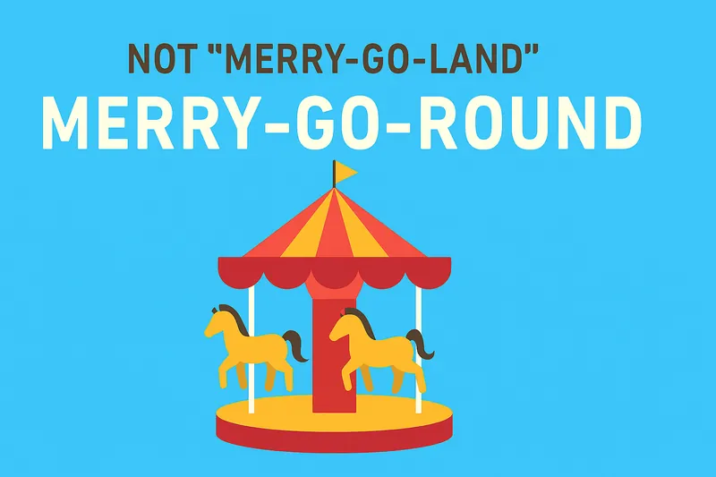 メリーゴーランドの正しい発音がメリーゴー“ラウンド”であることを示す構図