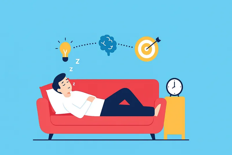 20分の昼寝で集中力が向上する効果を示す構図