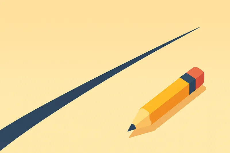 非常に長く続く一本の線と、その先に置かれた鉛筆。距離の長さを象徴的に表現。