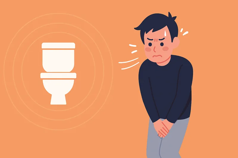 緊張するとトイレが近くなる体の反応を示すイメージ