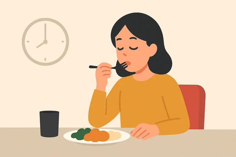 zatsugaku diet girl eating meal with clock