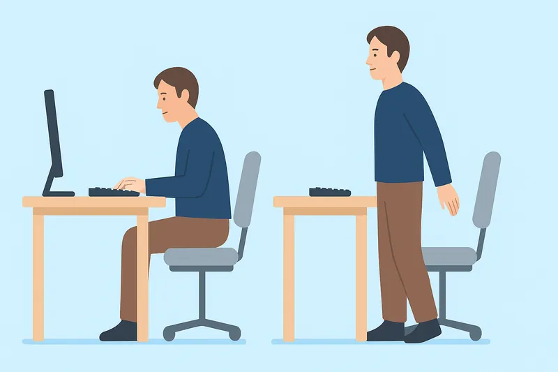 長時間座らず、途中で立ち上がる人物。