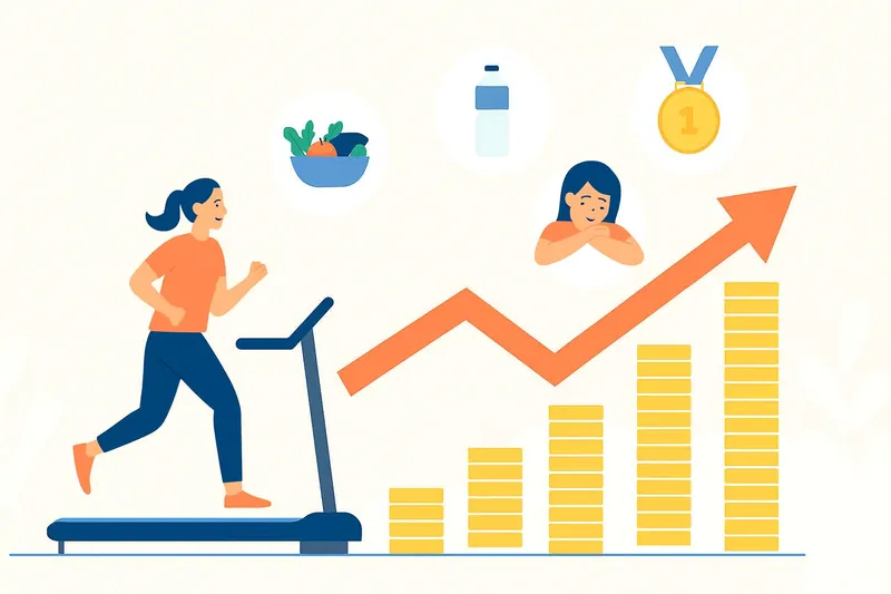 健康習慣をコツコツ続ける象徴的な人物シーン。