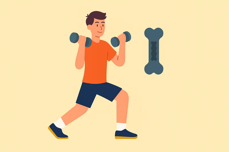 骨を強くするための軽い運動をしている人物。