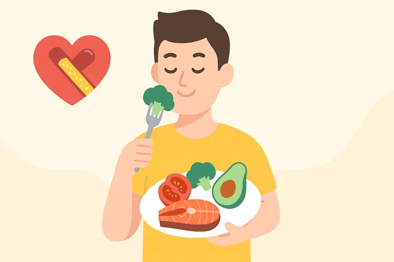 血液をサラサラにする食材を食べる人物。