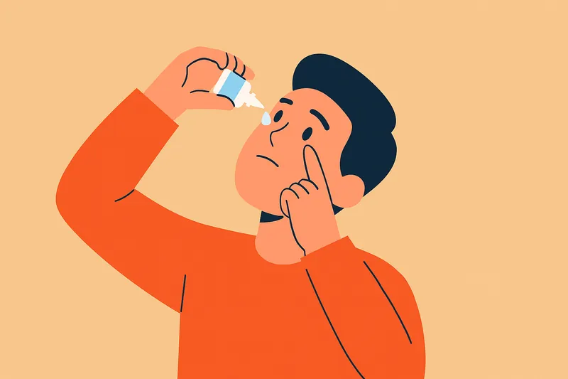 正しい方法で目薬をさす人物。