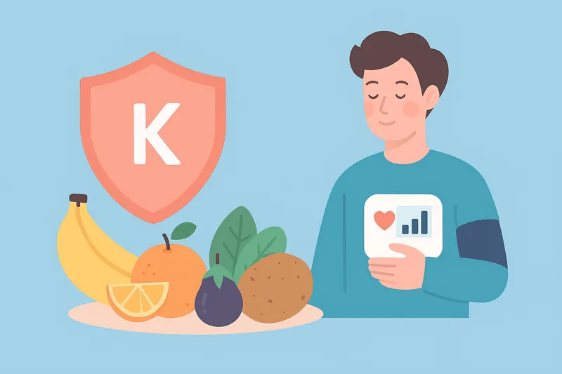 カリウム食材で血圧ケアする人物。