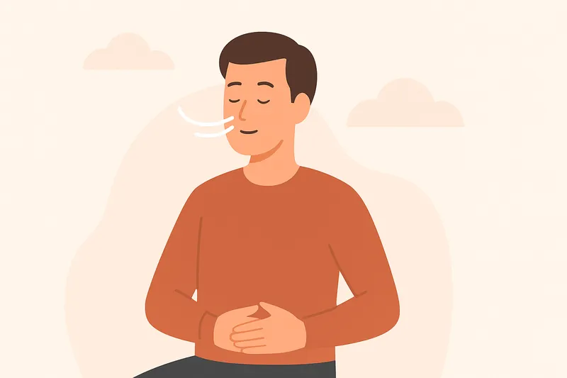 鼻呼吸を意識しリラックスする人物。