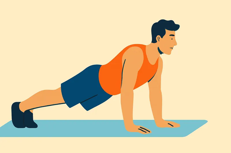 自重トレーニングで筋トレする人物。