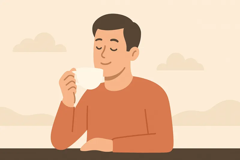 コーヒーを適量楽しむ人物の穏やかなシーン。
