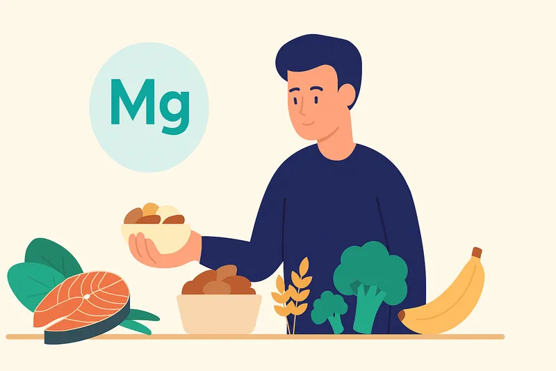 マグネシウム豊富な食材を選んでいる人物。