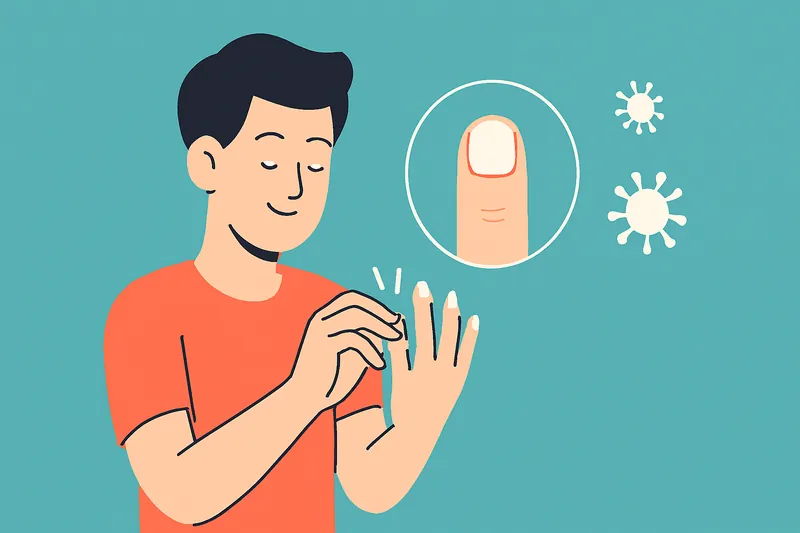 爪の生え際をもんで免疫力を上げる人物。