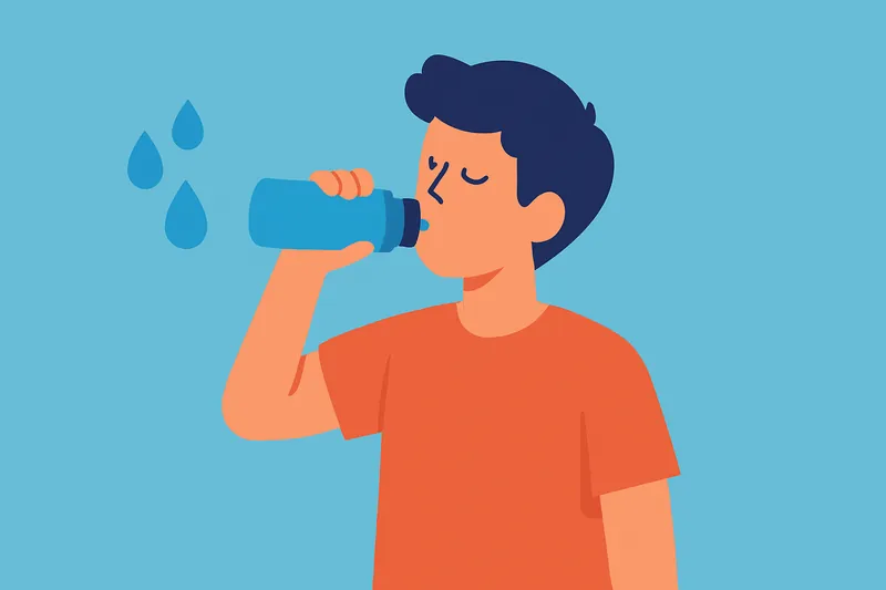 こまめに水分補給をする人物。