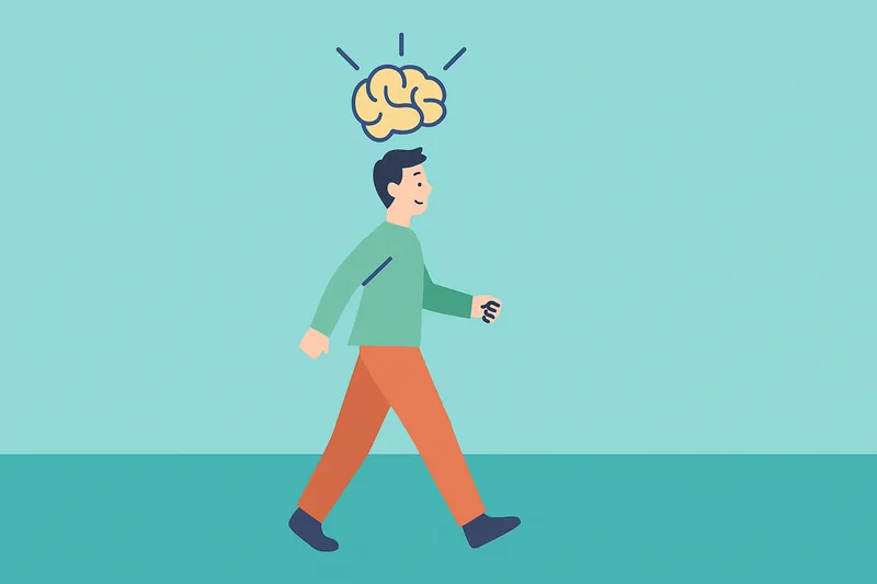 ウォーキングで脳が活性化しているイメージの人物。