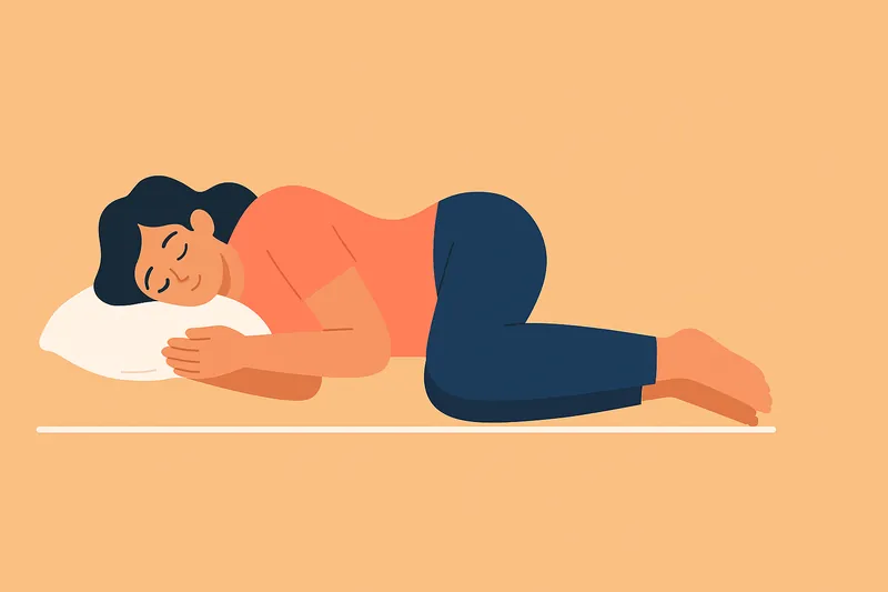 体に優しい向きで寝る人物(横向きなど)。