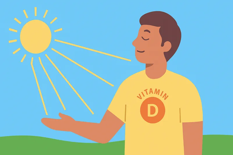日光を浴びてビタミンDを生成する人物。