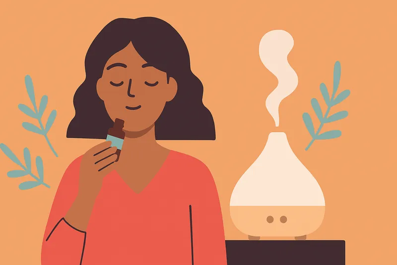 アロマの香りでリラックスする人物。