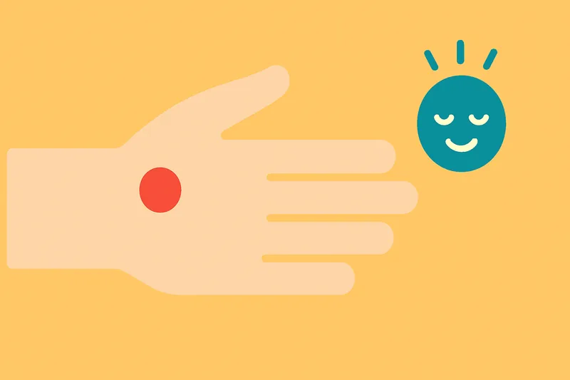 zatsugaku useful hand red dot happy face