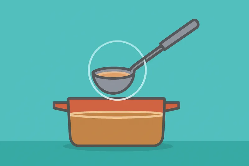 zatsugaku useful ladle and pot with broth