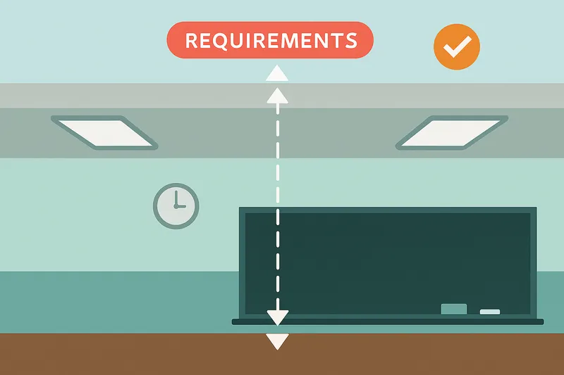 教室の天井の法的高さを示す構図