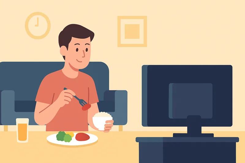 zatsugaku diet man eating while watching tv