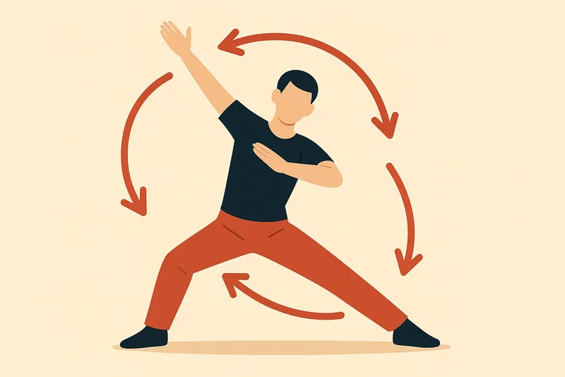 zatsugaku frivolous man doing exercise with circular arrows