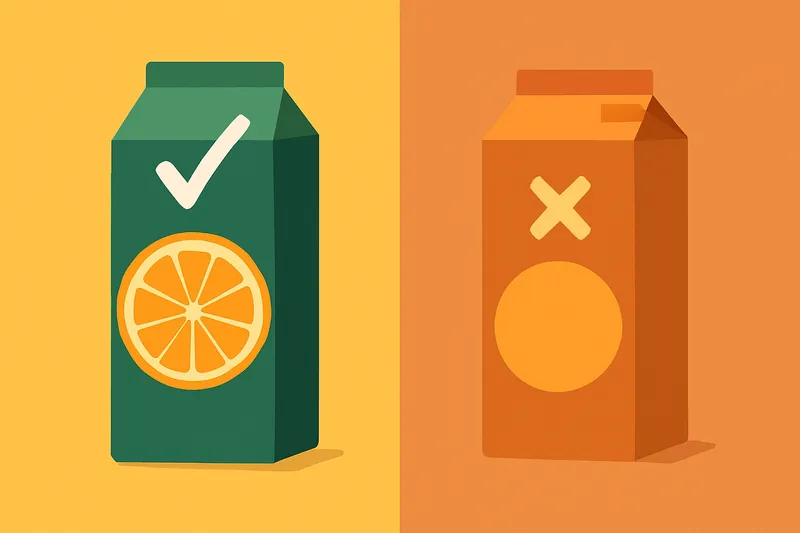 zatsugaku frivolous orange juice packaging check and cross