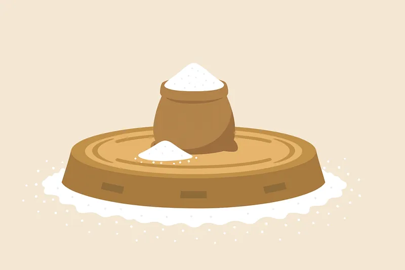 zatsugaku frivolous sugar bag on grinding stone