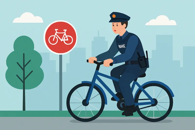 zatsugaku frivolous police officer on bicycle