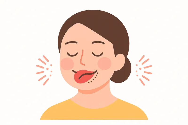 zatsugaku instructive woman sticking out tongue with dots on cheek