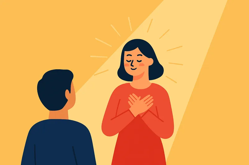 zatsugaku psychology woman with hands on chest