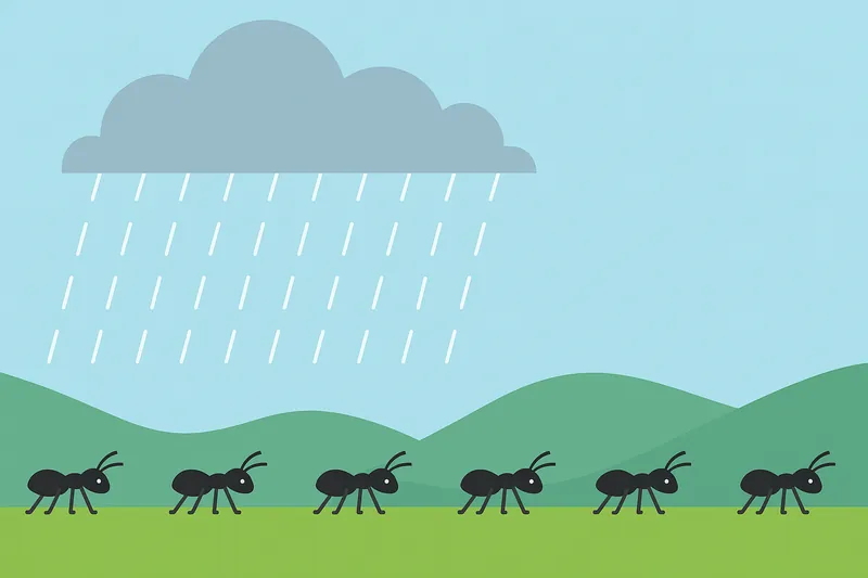 zatsugaku rainy season ants marching in rain