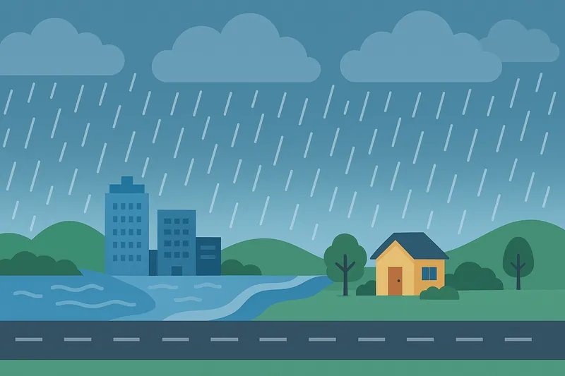 zatsugaku rainy season cityscape with house