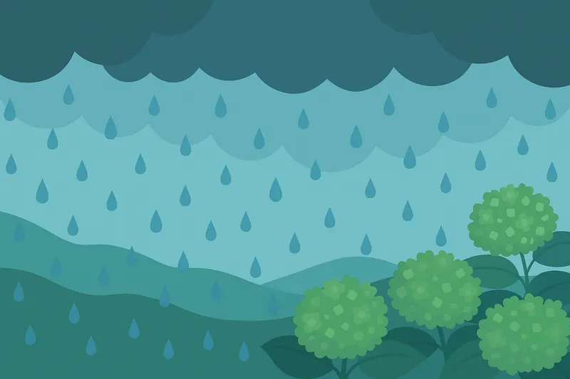 zatsugaku rainy season rain and hydrangeas