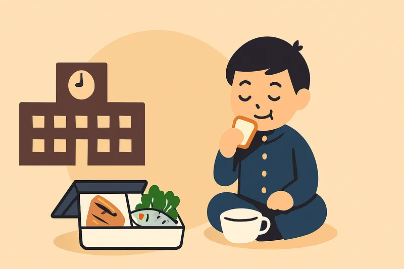 zatsugaku school boy eating lunch