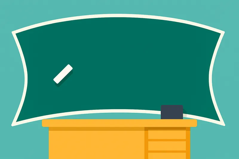 黒板が湾曲している理由を示す構図