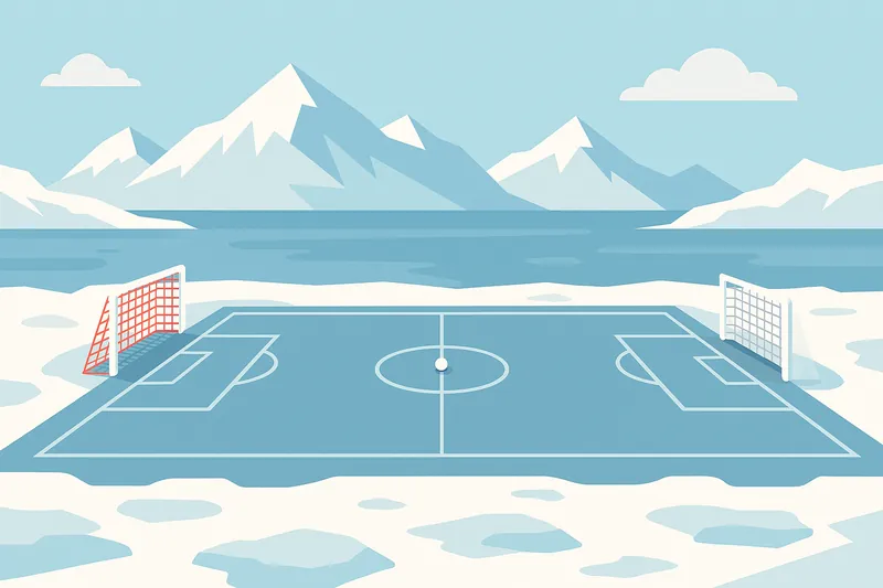 zatsugaku soccer football field in snowy landscape