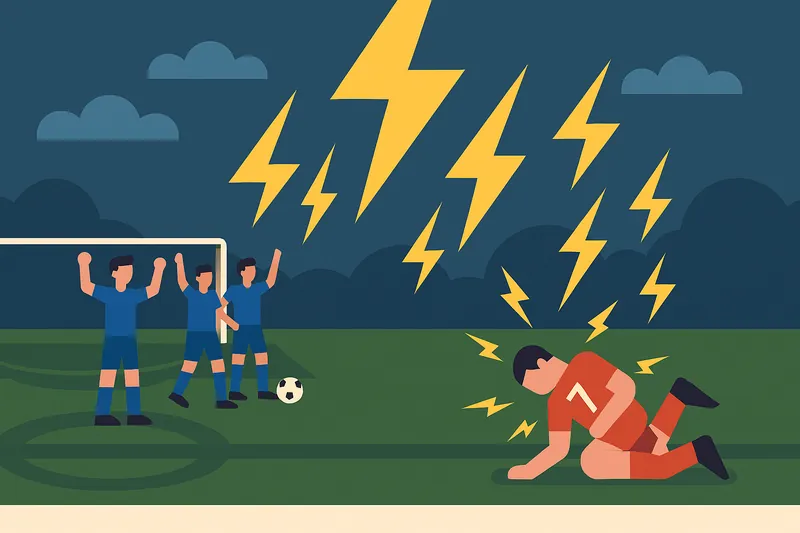 zatsugaku soccer football game lightning strike
