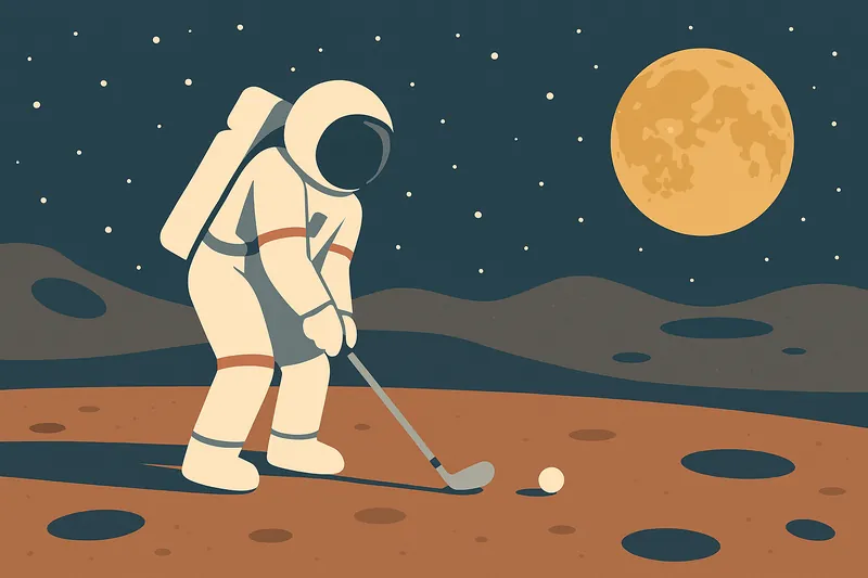 zatsugaku sports astronaut playing golf on the moon