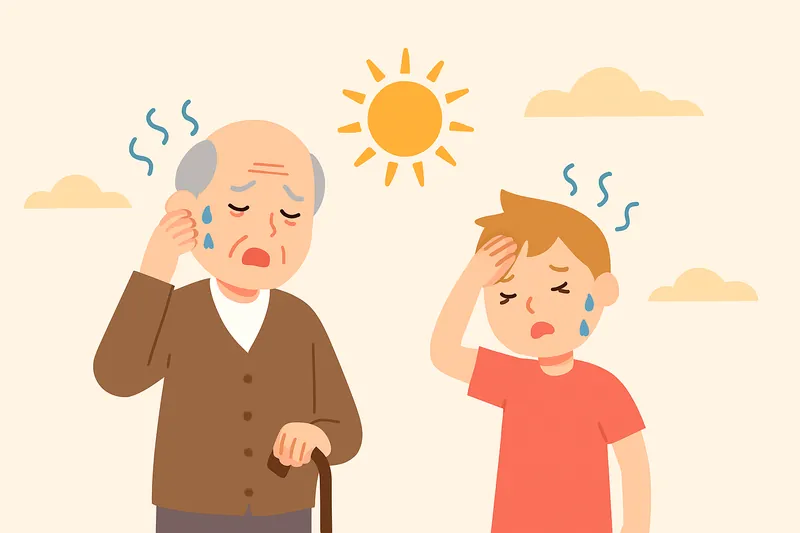 zatsugaku summer elderly and child suffering from heat