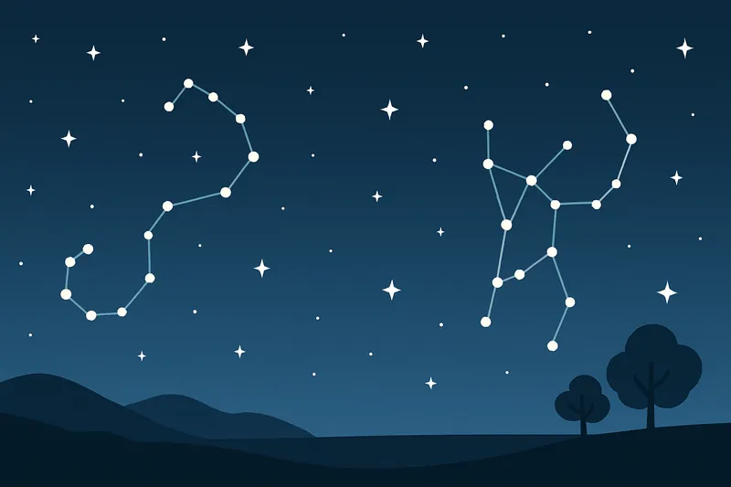 zatsugaku summer night sky with constellations