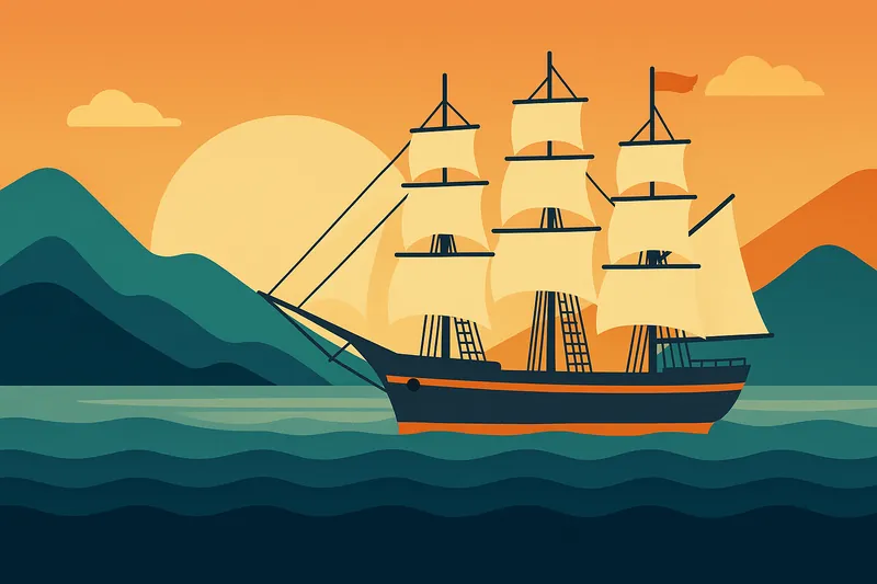 zatsugaku summer tall ship sailing at sunset