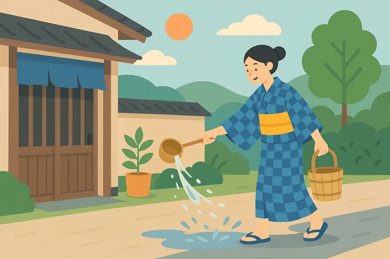 zatsugaku summer woman pouring water from ladle