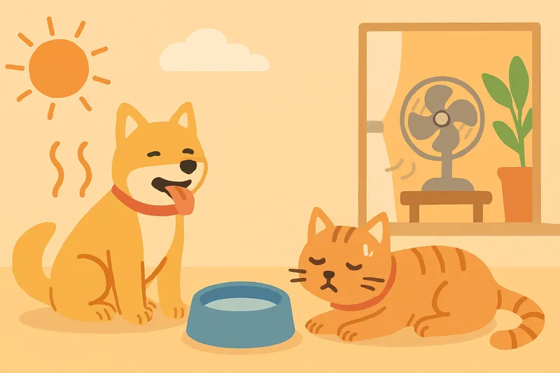 zatsugaku summer dog and cat feeling hot