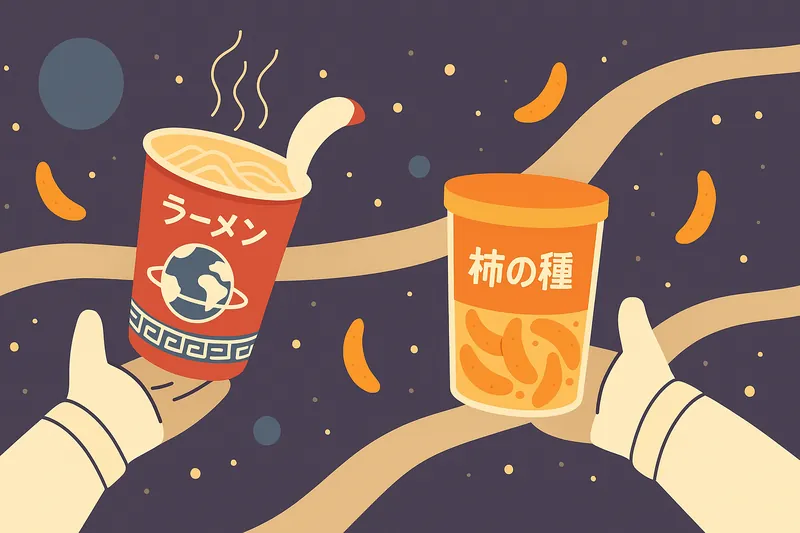 zatsugaku universe ramen and kaki no tane in space