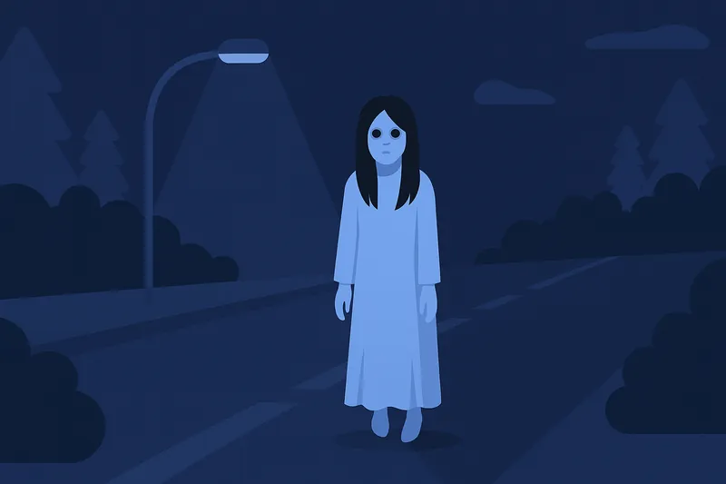 zatsugaku urban legend ghost girl on road at night