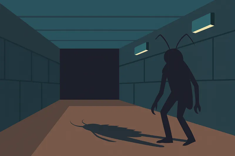zatsugaku urban legend shadowy cockroach figure in dim corridor