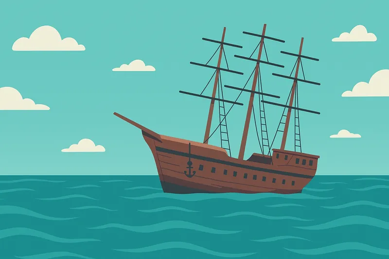 zatsugaku urban legend tall ship sailing on calm sea