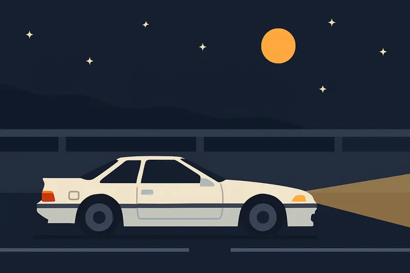 zatsugaku urban legend white car driving at night